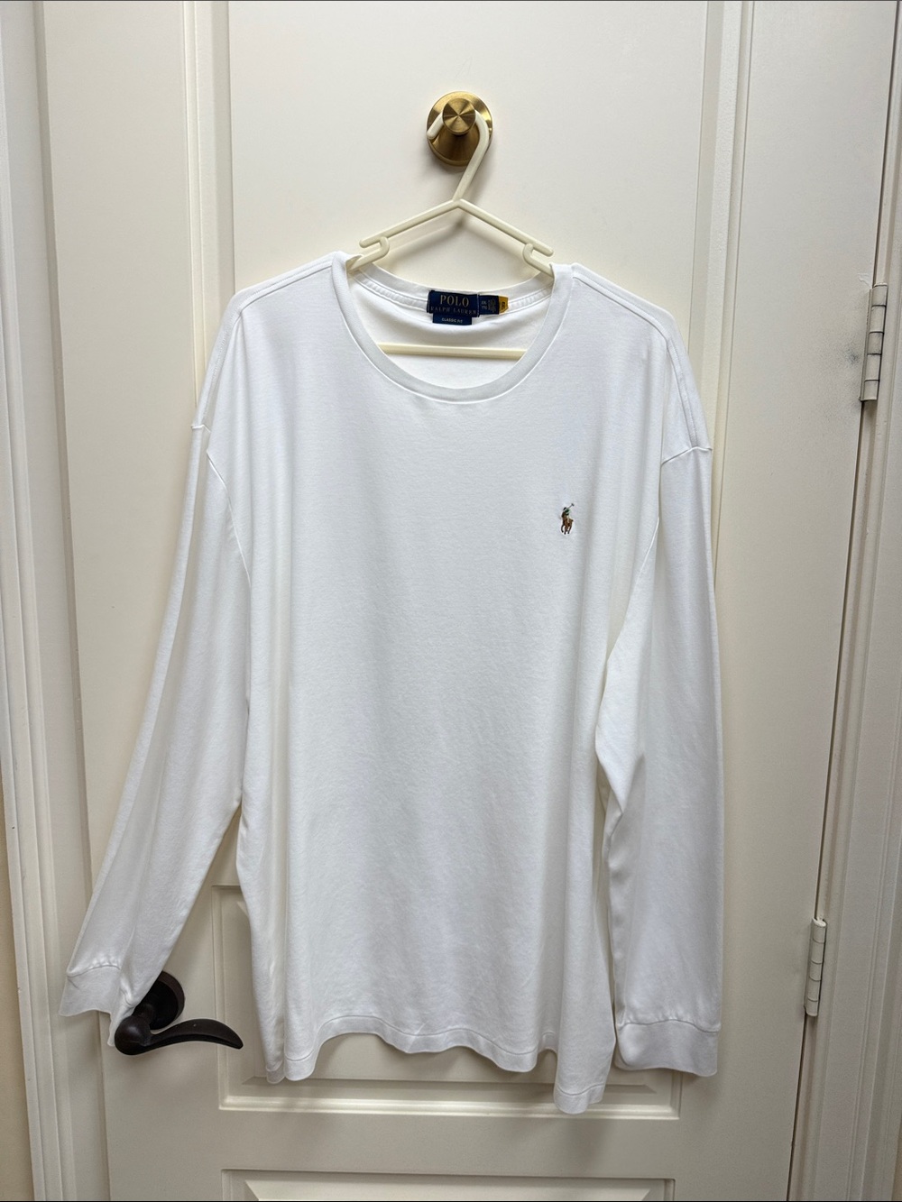 Polo by Ralph Lauren White Long-Sleeve Crew Tee with Embroidered Pony